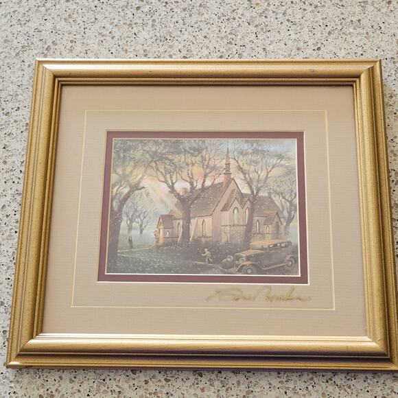 Gene Roncka Signed Frame 'Evening Light' Transfer Picture Print Gold Framed Art - Picture 12 of 12
